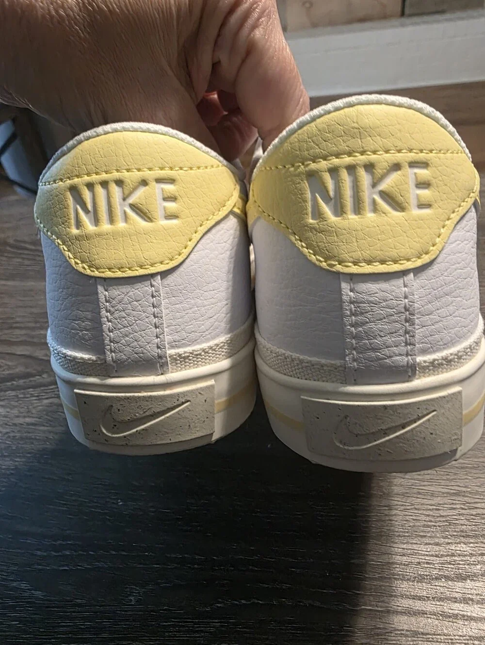 Nike Court Legacy Next Nature White Low-Top Sneakers with Pale Yellow Swoosh